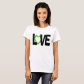 Groen zwart liefdeshartenwoord bruiloft shirt (Voorkant volledig)