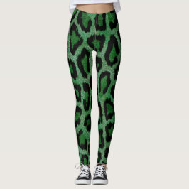 Groen Zwart Luipaard Dierenprint Leggings