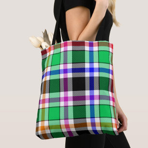 Groen Zwart Meerkleurig Flanel Geruit Tartan Tote Bag