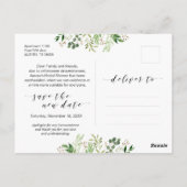 Groen, Zwart, Modern Bruiloftsfeest Uitgesteld Briefkaart (Achterkant)