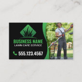 Groen Zwart Modern Lawn Care Landscaping Visitekaartje (Voorkant)