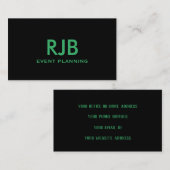 Groen Zwart Monogram Initiaal Aangepaste Naam Eenv Visitekaartje (Voorkant / Achterkant)