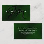 Groen zwart monogram uniek Visitekaartje van de Ma (Voorkant / Achterkant)