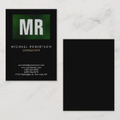 Groen zwart monogram van verticale kwaliteit Uniek Visitekaartje (Voorkant / Achterkant)