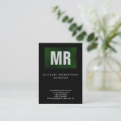 Groen zwart monogram van verticale kwaliteit Uniek Visitekaartje (Staand voorkant)