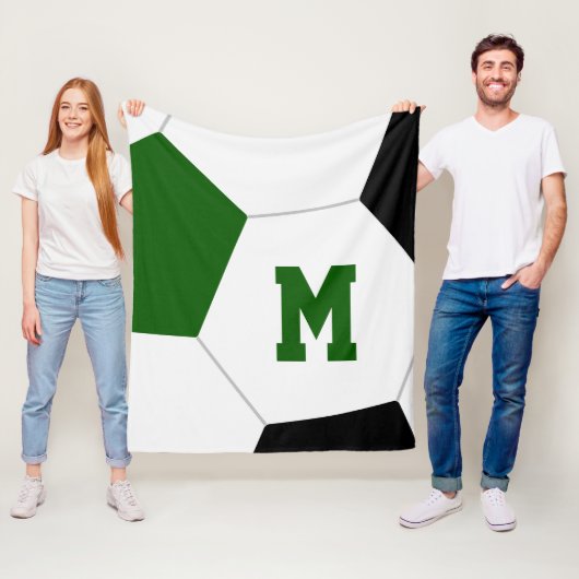 Groen Zwart of de kleuren van uw aangepaste voetba Fleece Deken (In situ)