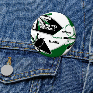groen zwart of ELKE KLEUREN basketbal cheerleader Ronde Button 7,6 Cm