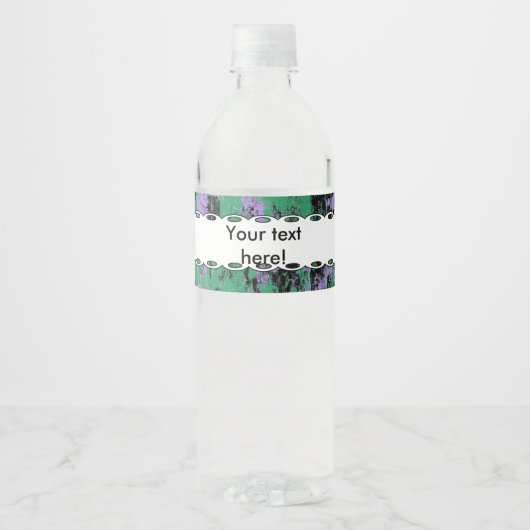 Groen zwart paarse textuur waterfles etiket (Voorkant)