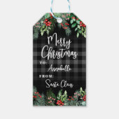 Groen zwart prettig kerstfeest cadeaulabel (Voorkant)