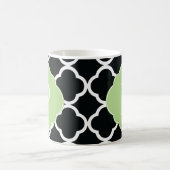 Groen zwart Quatrefoil monogram Koffiemok (Center)
