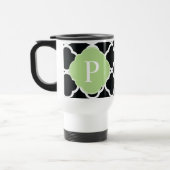 Groen zwart Quatrefoil monogram Reisbeker (Links)