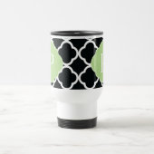 Groen zwart Quatrefoil monogram Reisbeker (Center)