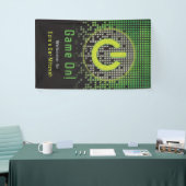 Groen Zwart Regen Pixels Videogame Bar Mitswa Spandoek (Beurs)