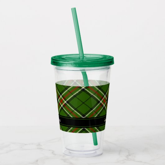 Groen, zwart, rood en wit Tartan Acryl Drinkbeker (Links)