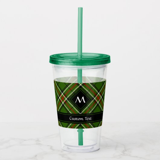 Groen, zwart, rood en wit Tartan Acryl Drinkbeker (Voorkant)