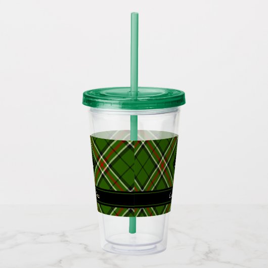 Groen, zwart, rood en wit Tartan Acryl Drinkbeker (Rechts)
