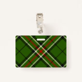 Groen, zwart, rood en wit Tartan Badge (Achterkant met clip)