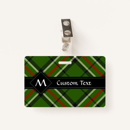 Groen, zwart, rood en wit Tartan Badge (Voorkant met clip)
