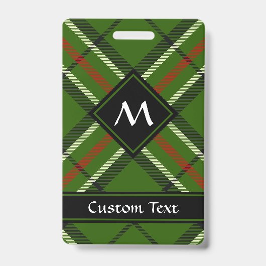 Groen, zwart, rood en wit Tartan Badge (Voorkant)