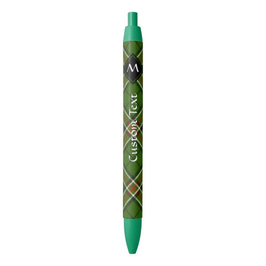 Groen, zwart, rood en wit Tartan Blauwe Inkt Pen (Voorkant Verticaal)