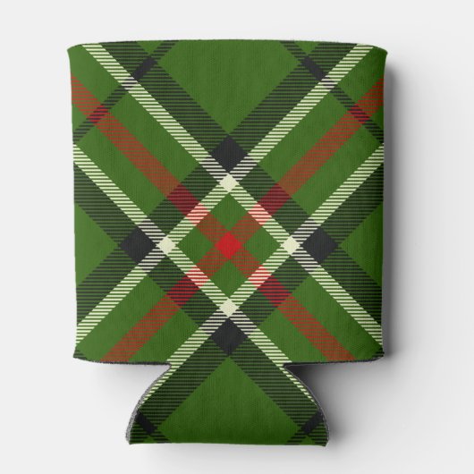 Groen, zwart, rood en wit Tartan Blikjeskoeler (Achterkant)
