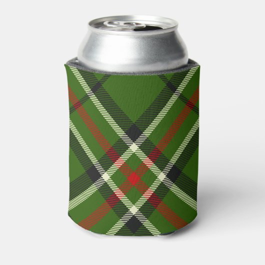 Groen, zwart, rood en wit Tartan Blikjeskoeler (Blikje Achterkant)
