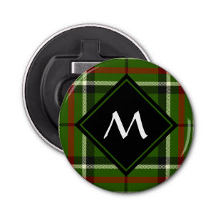 Groen, zwart, rood en wit Tartan Button Flesopener