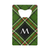 Groen, zwart, rood en wit Tartan Creditkaart Flessenopener (Voorkant)