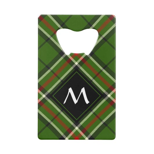 Groen, zwart, rood en wit Tartan Creditkaart Flessenopener (Voorkant)