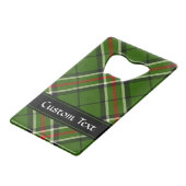 Groen, zwart, rood en wit Tartan Creditkaart Flessenopener (Achterkant Gekanteld)