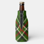 Groen, zwart, rood en wit Tartan Flesjeskoeler (Fles Achterkant)