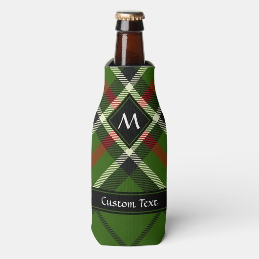 Groen, zwart, rood en wit Tartan Flesjeskoeler (Fles Voorkant)
