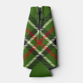 Groen, zwart, rood en wit Tartan Flesjeskoeler (Achterkant)