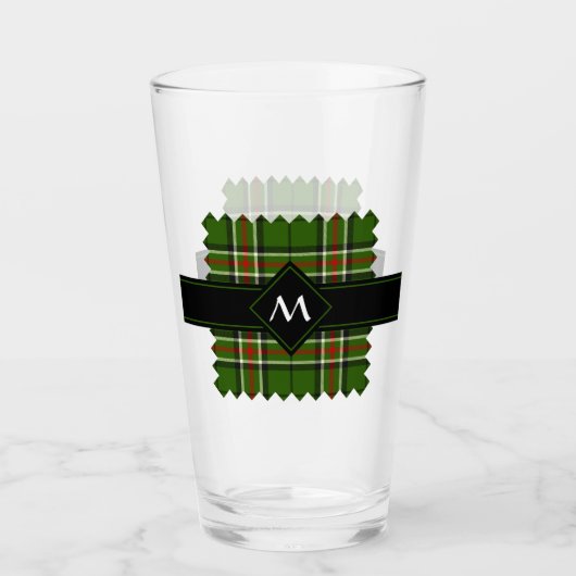 Groen, zwart, rood en wit Tartan Glas (Voorkant)