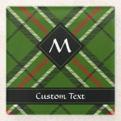 Groen, zwart, rood en wit Tartan Glazen Onderzetter (Voorkant)