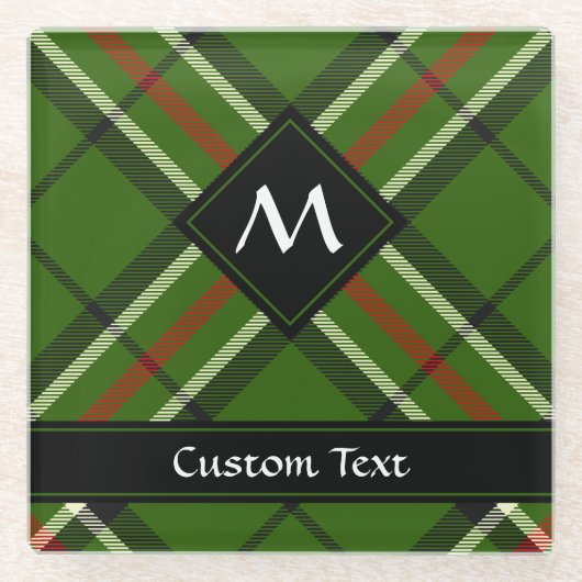 Groen, zwart, rood en wit Tartan Glazen Onderzetter (Voorkant)