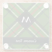 Groen, zwart, rood en wit Tartan Glazen Onderzetter (Achterkant)