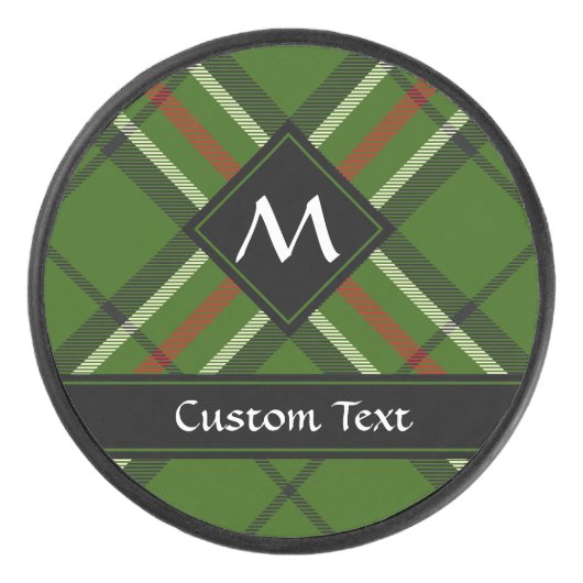 Groen, zwart, rood en wit Tartan Hockey Puck (Voorkant)