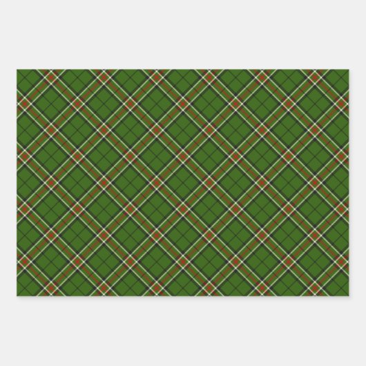 Groen, zwart, rood en wit Tartan Inpakpapier Vel (Voorkant 2)