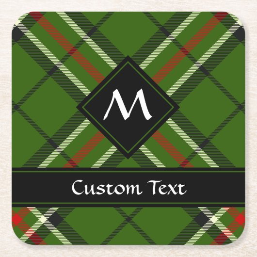 Groen, zwart, rood en wit Tartan Kartonnen Onderzetters (Voorkant)