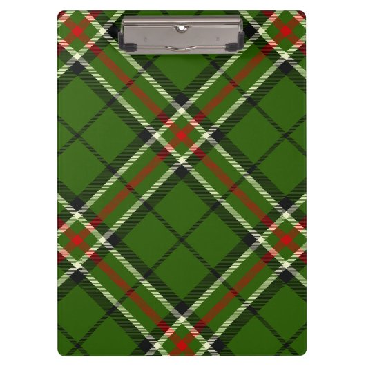 Groen, zwart, rood en wit Tartan Klembord (Voorkant)