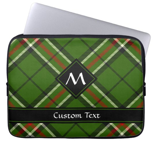 Groen, zwart, rood en wit Tartan Laptop Sleeve (Voorkant)