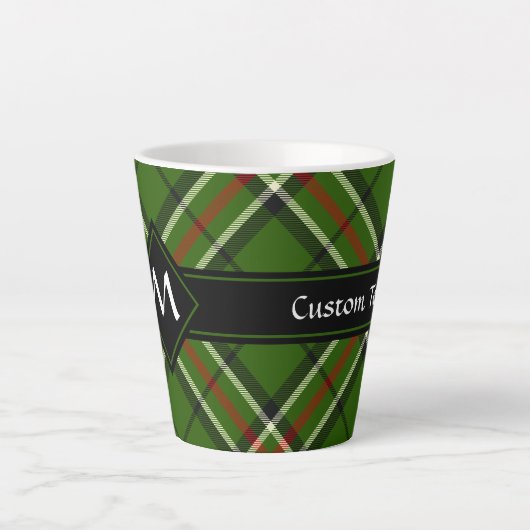 Groen, zwart, rood en wit Tartan Latte Mok (Voorkant)