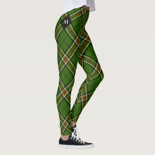 Groen, zwart, rood en wit Tartan Leggings (Rechts)