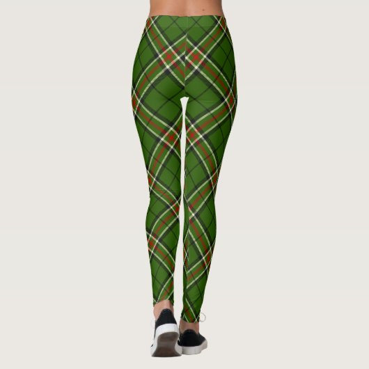 Groen, zwart, rood en wit Tartan Leggings (Achterkant)