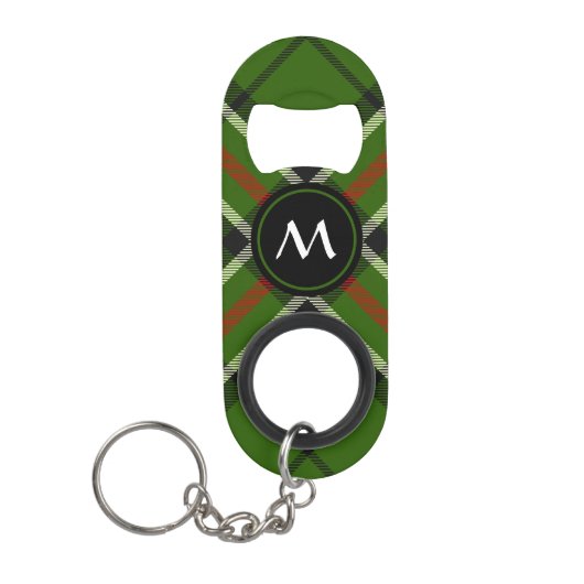 Groen, zwart, rood en wit Tartan Mini Flessenopener (Voorkant)