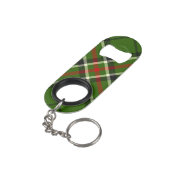 Groen, zwart, rood en wit Tartan Mini Flessenopener (Achterkant Gekanteld)