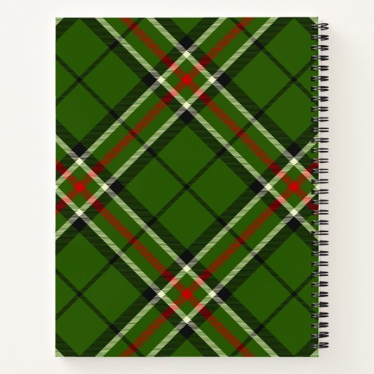 Groen, zwart, rood en wit Tartan Notitieboek (Achterkant)