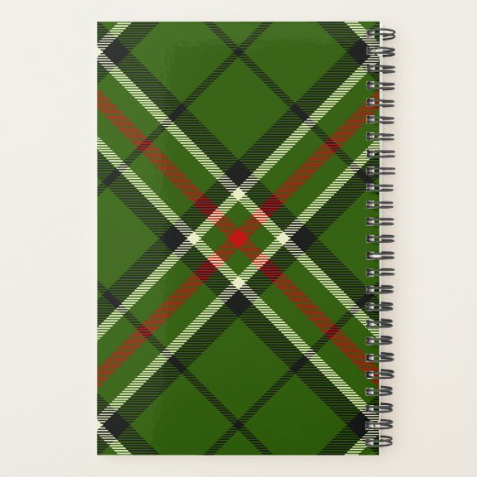 Groen, zwart, rood en wit Tartan Planner (Achterkant)