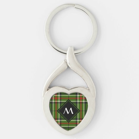Groen, zwart, rood en wit Tartan Sleutelhanger (Voorkant)